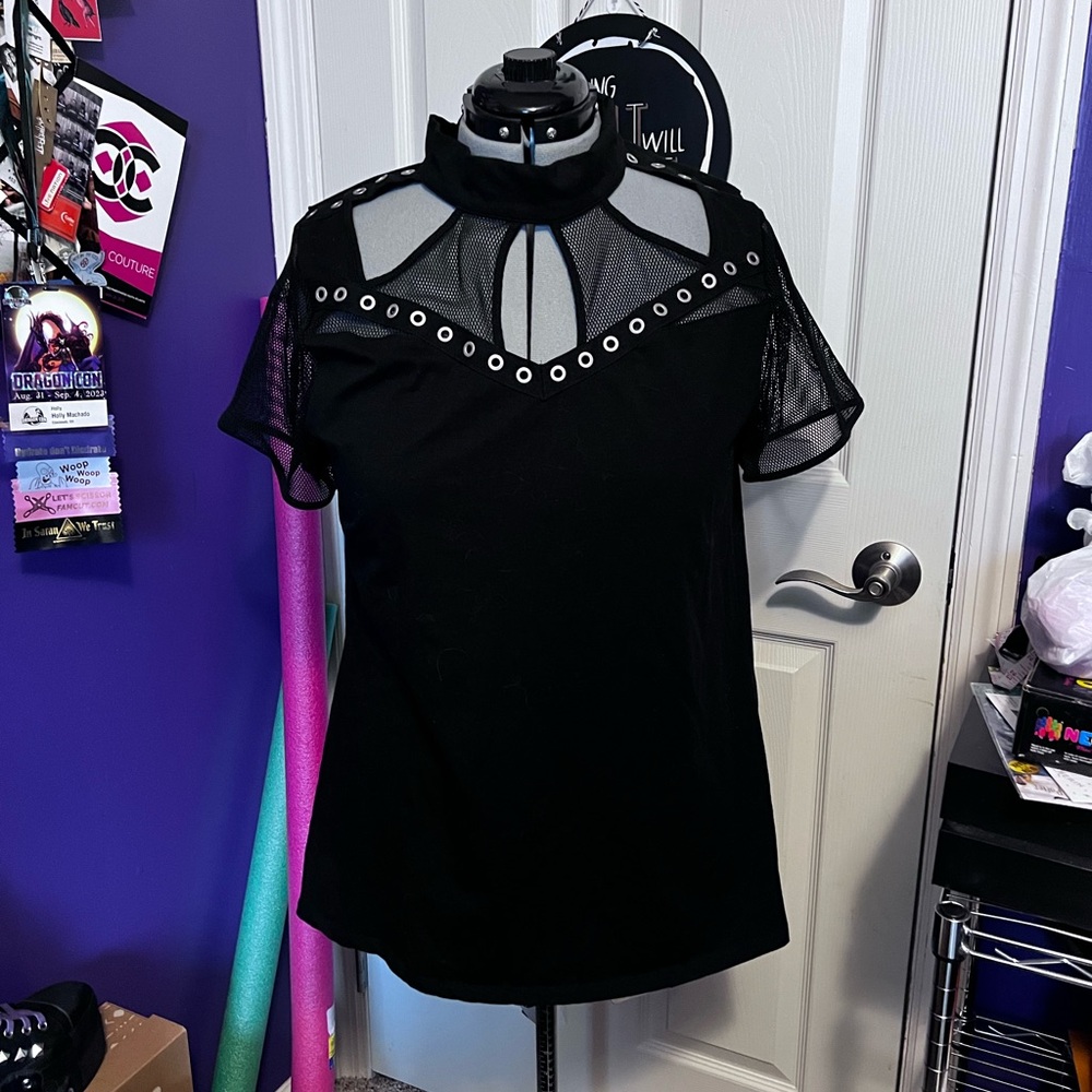 Torrid Nightfall Black Mesh Detail Blouse